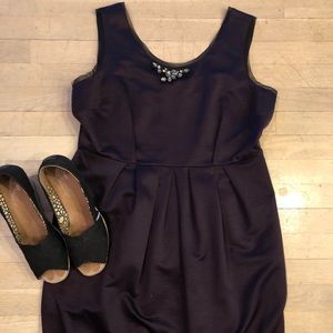 Vera Wang Purple Dress with Jewel Neckline